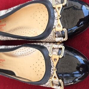 Marc Joseph Black and Gold Flats with Ornate Bow